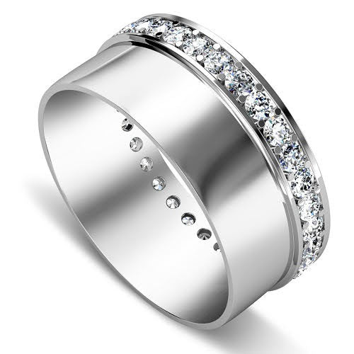 Priceless 1.00 CT Round Cut Diamond Mens Wedding Band in 14 KT White Gold - Primestyle.com