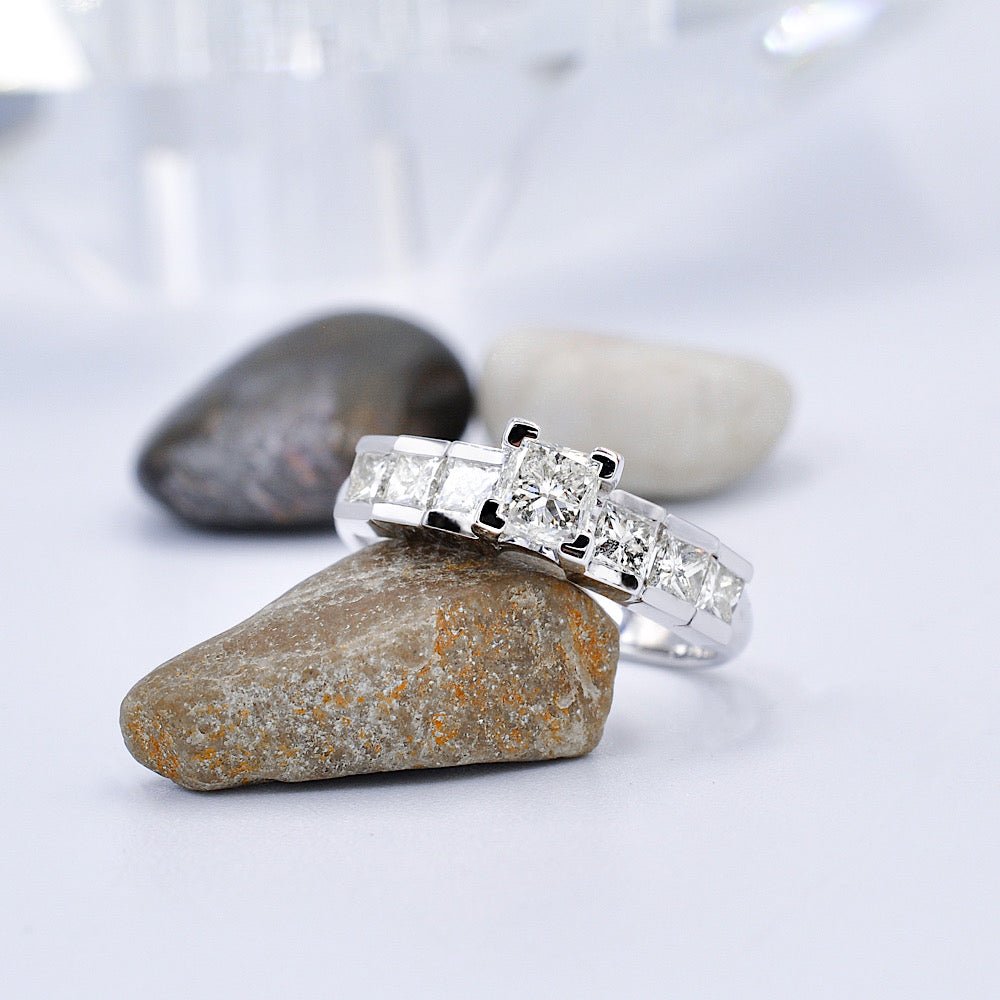 Priceless 1.35 CT Princess Cut Diamond Engagement Ring in 14KT White Gold - Primestyle.com
