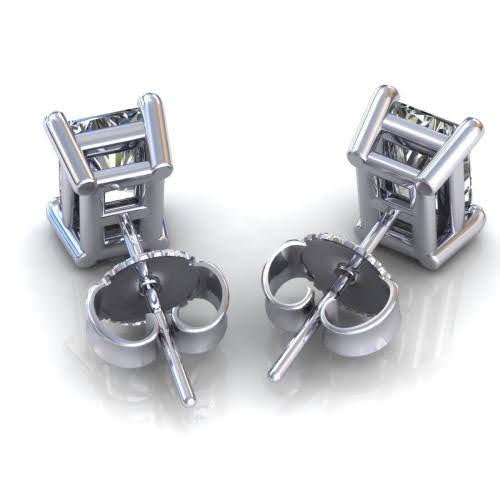 Radiant 0.50CT Radiant Cut Diamond Stud Earrings in 14KT White Gold - Primestyle.com