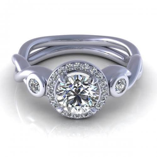 Radiant 0.62 CT Round Cut Diamond Engagement Ring in 14 KT White Gold - Primestyle.com