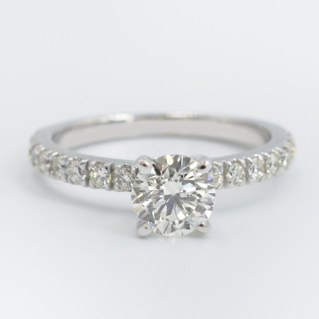 Radiant 1.20CT Round Cut Diamond Engagement Ring in 14KT White Gold - Primestyle.com