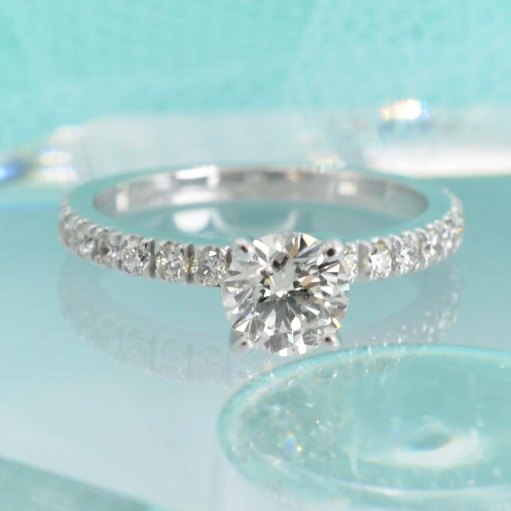 Radiant 1.20CT Round Cut Diamond Engagement Ring in 14KT White Gold - Primestyle.com