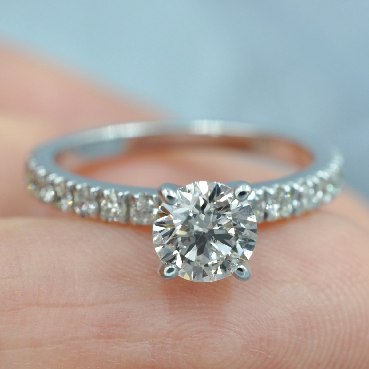Radiant 1.20CT Round Cut Diamond Engagement Ring in 14KT White Gold - Primestyle.com