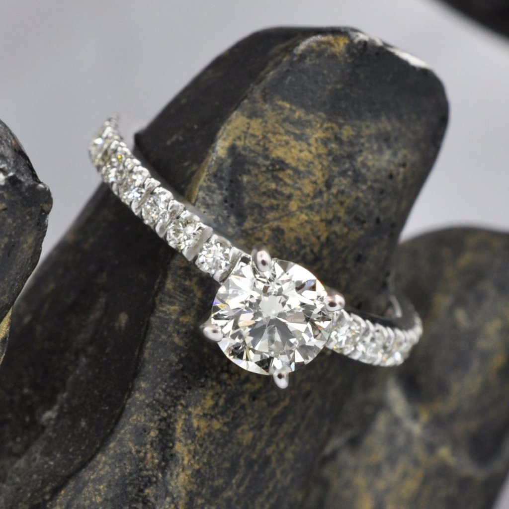 Radiant 1.20CT Round Cut Diamond Engagement Ring in 14KT White Gold - Primestyle.com