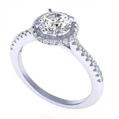 Radiant 1.30CT Round Cut Diamond Engagement Ring in 18KT White Gold - Primestyle.com