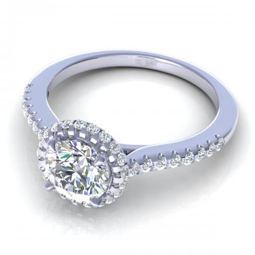 Radiant 1.30CT Round Cut Diamond Engagement Ring in 18KT White Gold - Primestyle.com