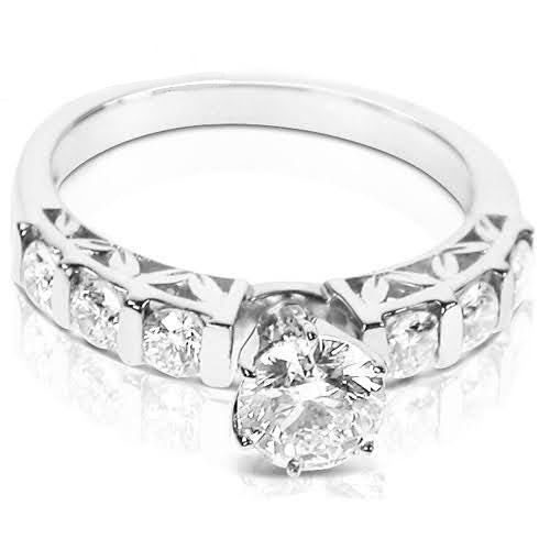 Radiant 1.40 CT Round Cut Diamond Engagement Rings in 14KT White Gold - Primestyle.com