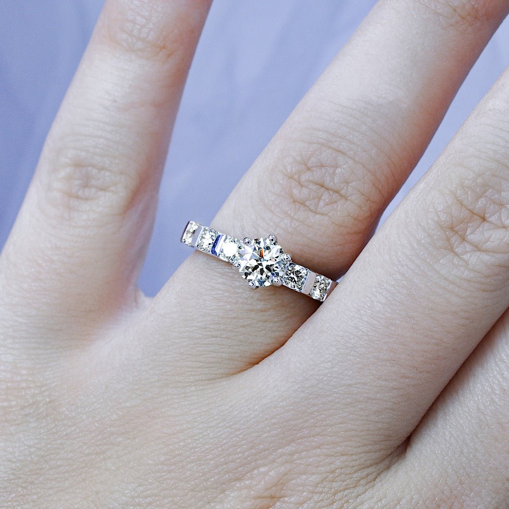 Radiant 1.40 CT Round Cut Diamond Engagement Rings in 14KT White Gold - Primestyle.com