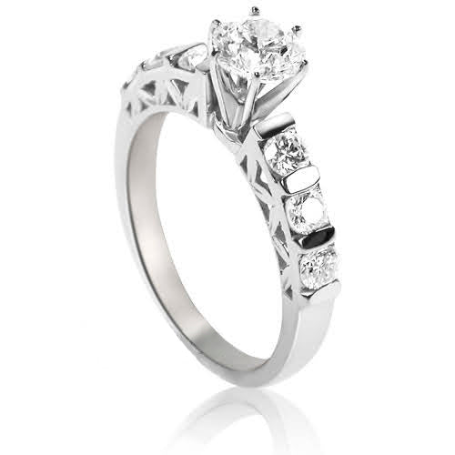Radiant 1.40 CT Round Cut Diamond Engagement Rings in 14KT White Gold - Primestyle.com