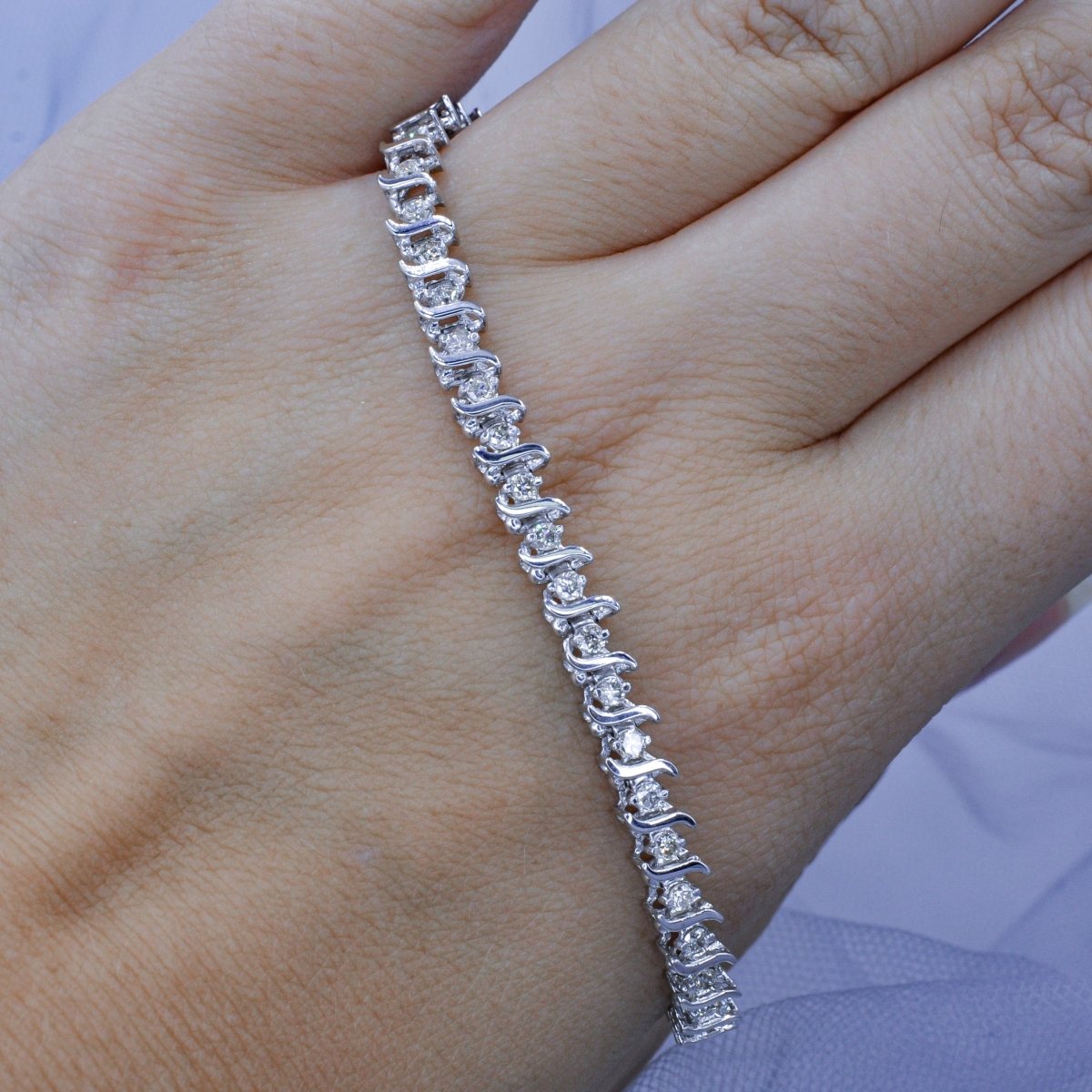 Radiant 1.50CT Round Cut Diamond Tennis Bracelet in 14KT White Gold - Primestyle.com