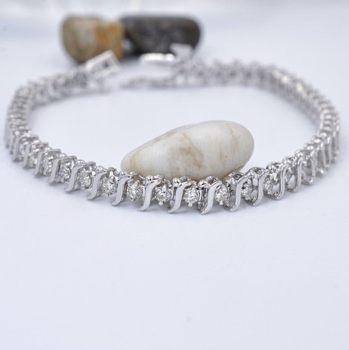 Radiant 1.50CT Round Cut Diamond Tennis Bracelet in 14KT White Gold - Primestyle.com