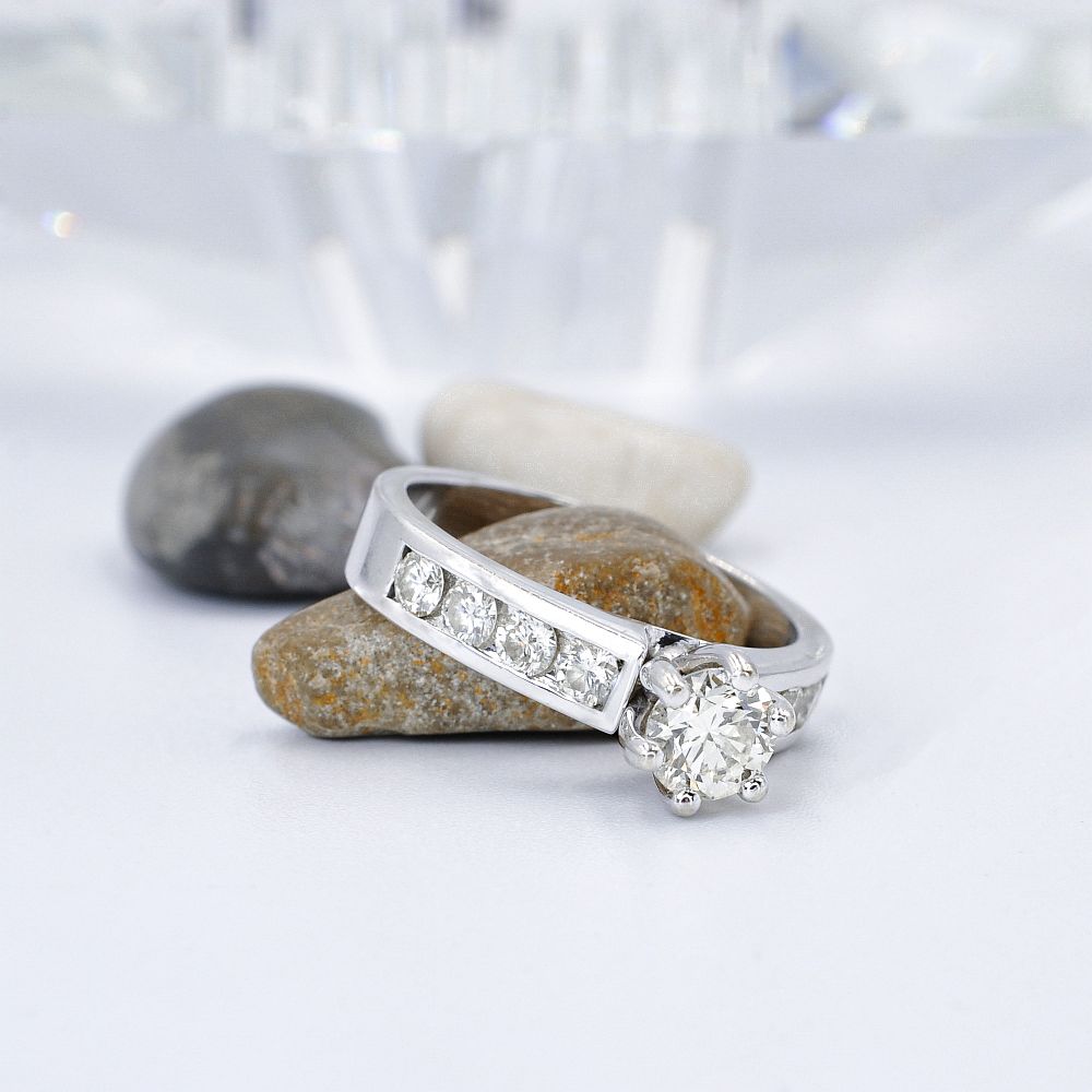 Radiant 1.60CT Round Cut Diamond Engagement Ring in 14KT White Gold - Primestyle.com