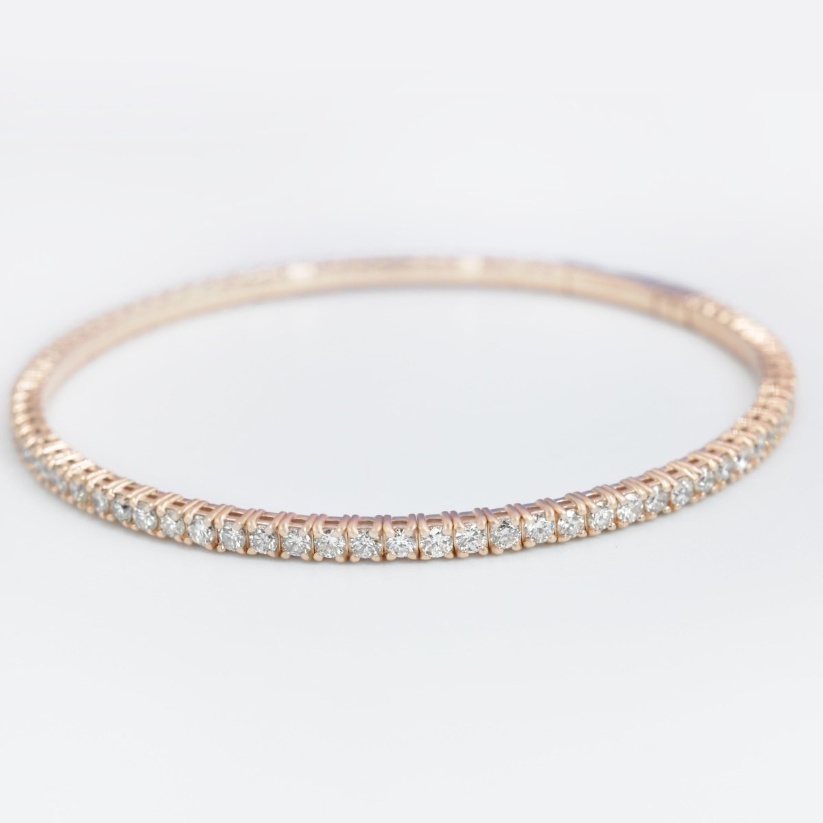 Radiant 2.50 CT Round Cut Diamond Flexible Bangle in 14KT Rose Gold - Primestyle.com