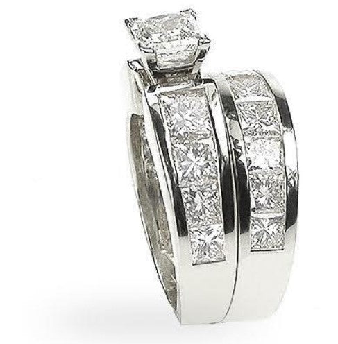 Radiant 5.70CT Princess Cut Diamond Bridal Set in 14KT White Gold - Primestyle.com