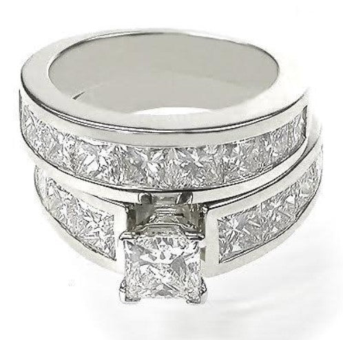 Radiant 5.70CT Princess Cut Diamond Bridal Set in 14KT White Gold - Primestyle.com