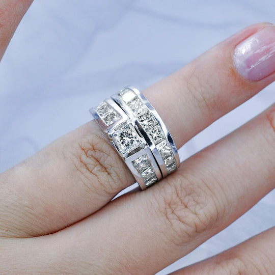 Radiant 5.70CT Princess Cut Diamond Bridal Set in 14KT White Gold