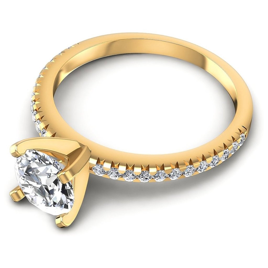 Rare 1.00CT Round Cut Diamond Engagement Ring in 14KT Yellow Gold - Primestyle.com