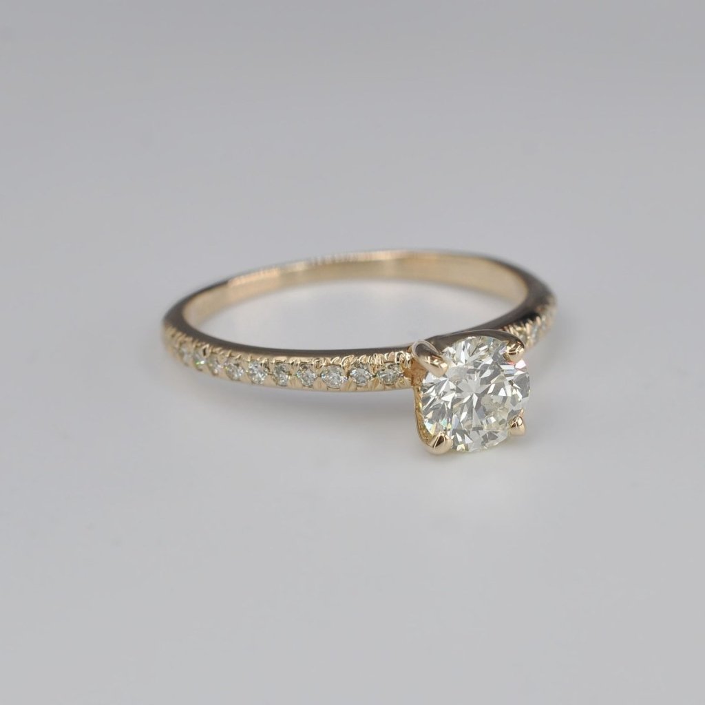 Rare 1.00CT Round Cut Diamond Engagement Ring in 14KT Yellow Gold - Primestyle.com