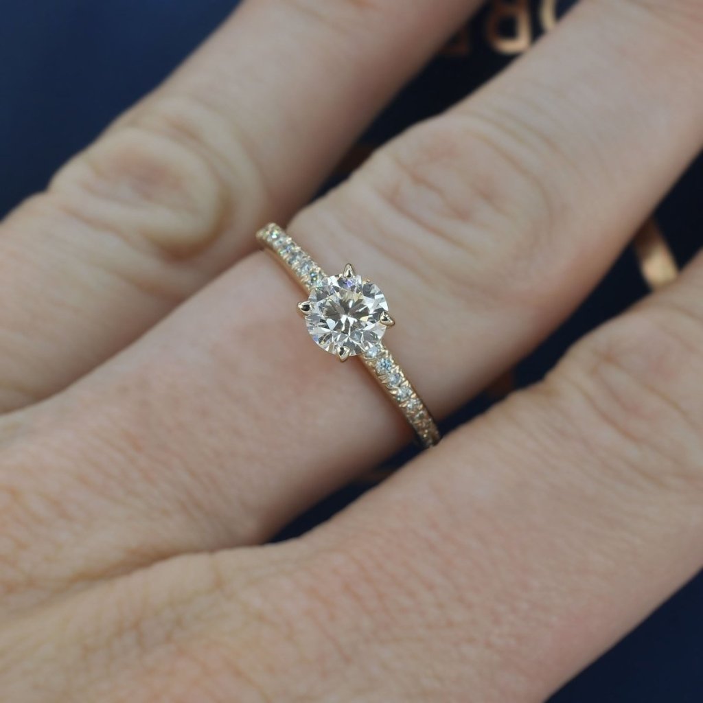 Rare 1.00CT Round Cut Diamond Engagement Ring in 14KT Yellow Gold - Primestyle.com