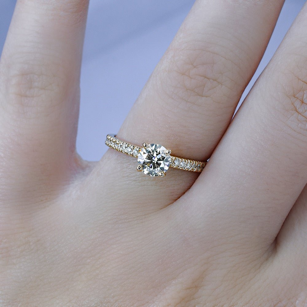Rare 1.00CT Round Cut Diamond Engagement Ring in 14KT Yellow Gold - Primestyle.com