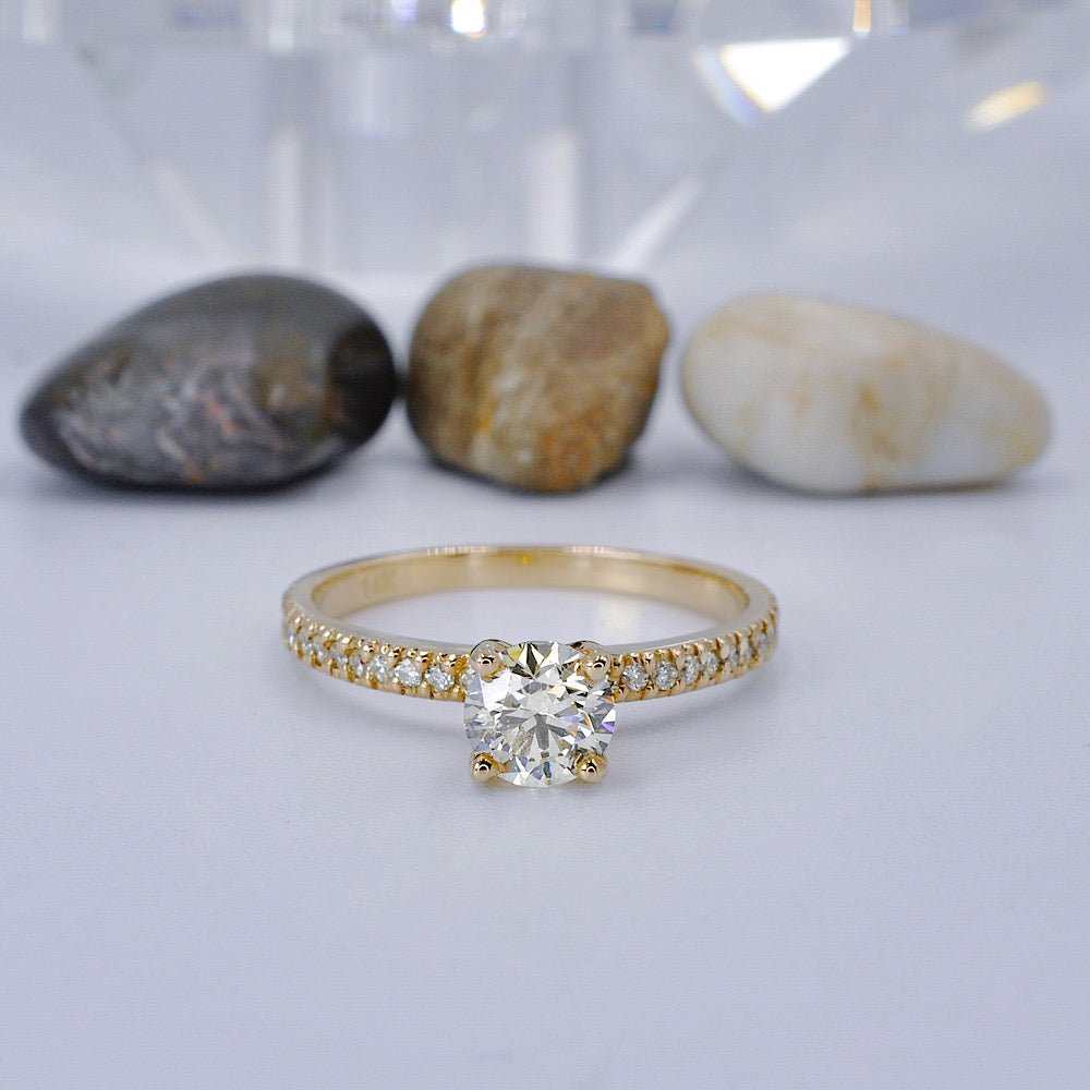 Rare 1.00CT Round Cut Diamond Engagement Ring in 14KT Yellow Gold - Primestyle.com
