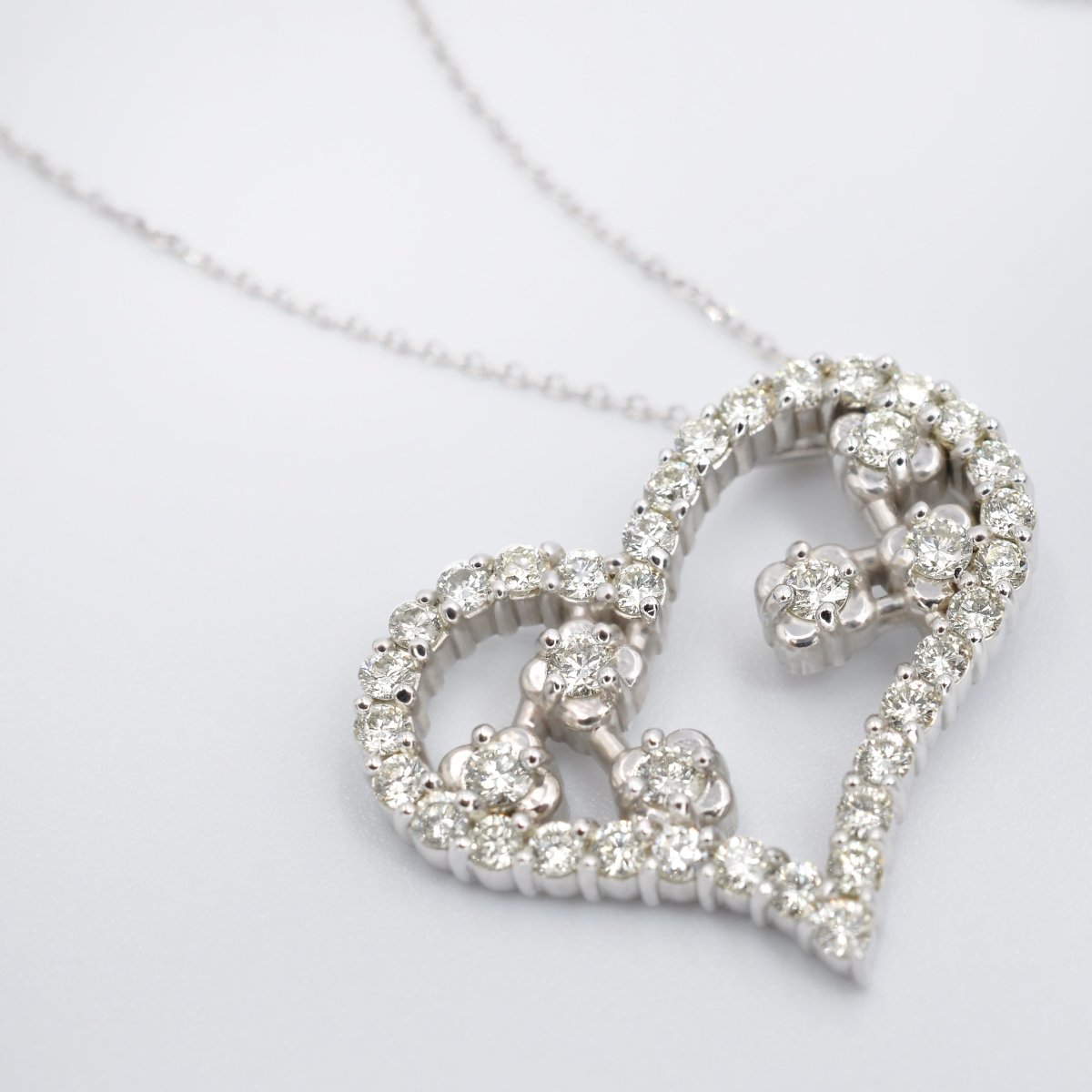 Rare 1.30 CT Round Cut Diamond Heart Pendant in 14KT White Gold - Primestyle.com