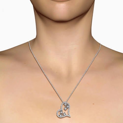 Rare 1.30 CT Round Cut Diamond Heart Pendant in 14KT White Gold - Primestyle.com