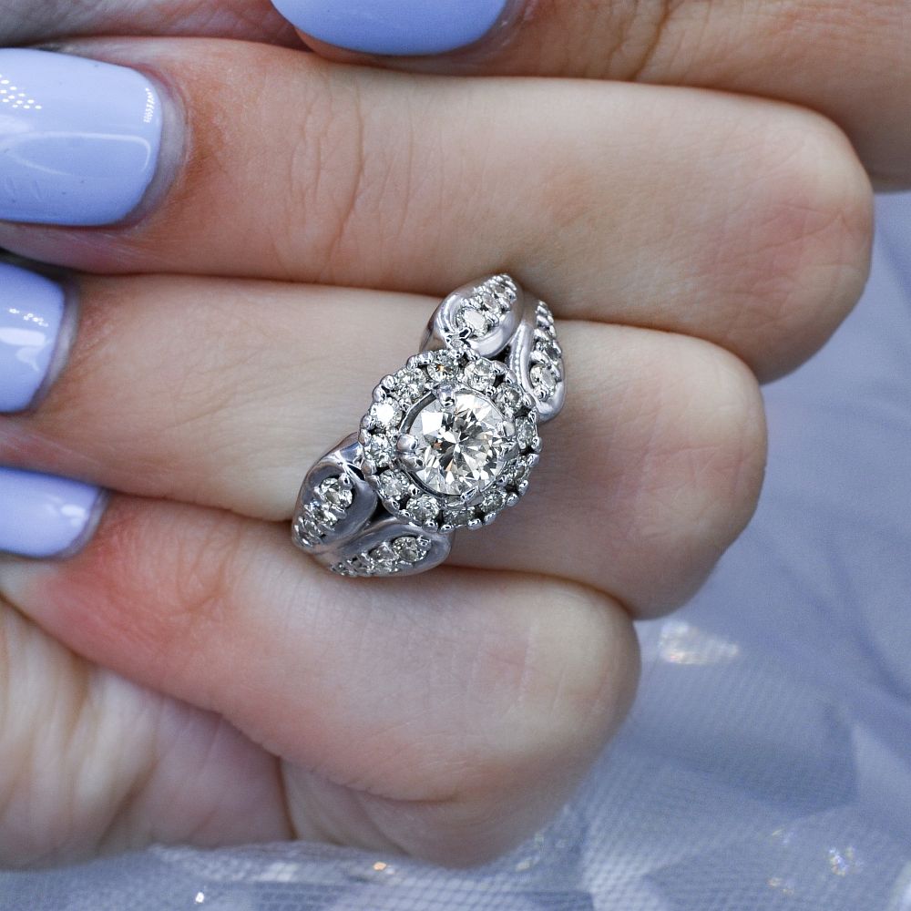 Rare 1.55CT Round Cut Diamond Engagement Ring in 14KT White Gold - Primestyle.com