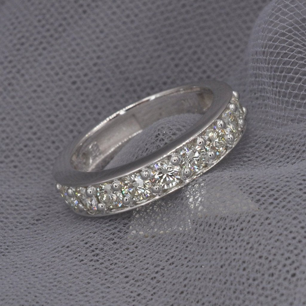 Rare 1.60 CT Round Cut Diamond Wedding Band in 14 KT White Gold - Primestyle.com