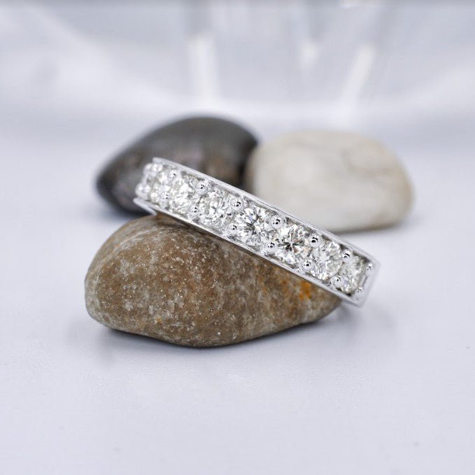 Rare 1.60 CT Round Cut Diamond Wedding Band in 14 KT White Gold - Primestyle.com