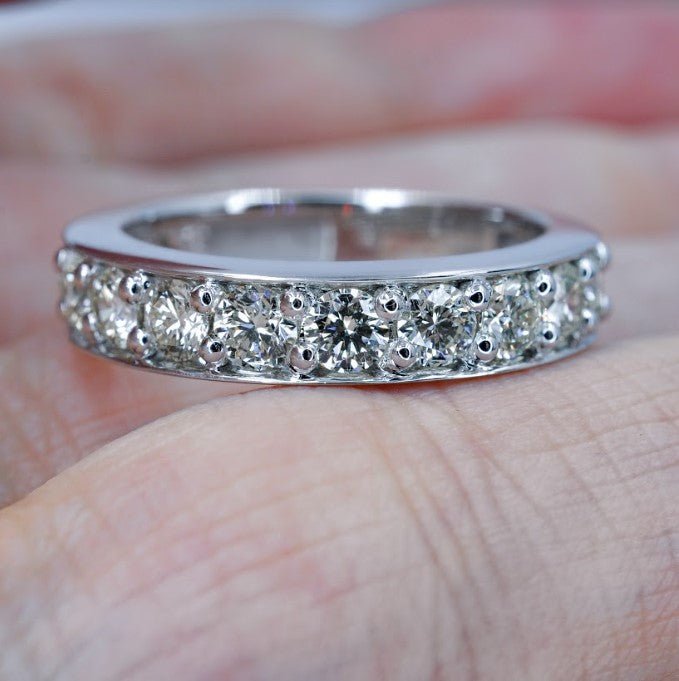 Rare 1.60 CT Round Cut Diamond Wedding Band in 14 KT White Gold - Primestyle.com