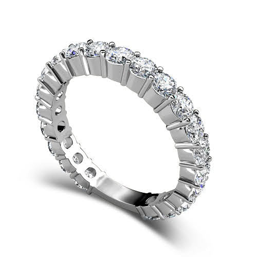 Reduced 2.90 CT Round Cut Diamond Wedding Band in 14KT White Gold