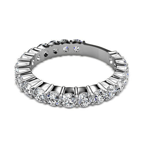 Reduced 2.90 CT Round Cut Diamond Wedding Band in 14KT White Gold