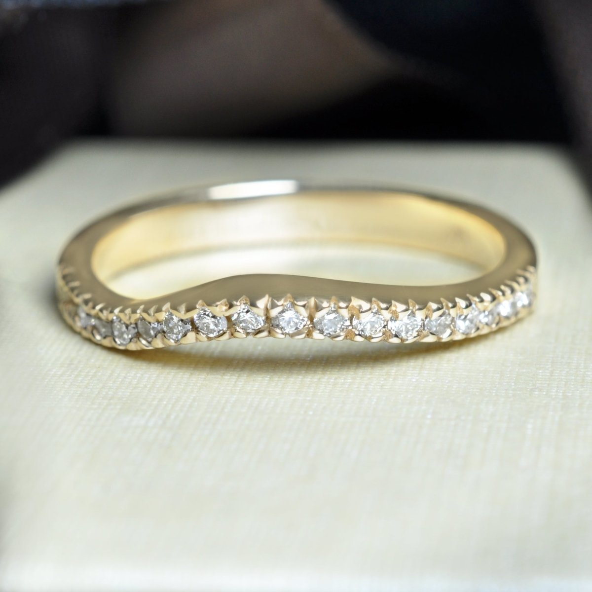 Risk-Free 0.30 CT Round Cut Diamond Wedding Band in 14KT Yellow Gold