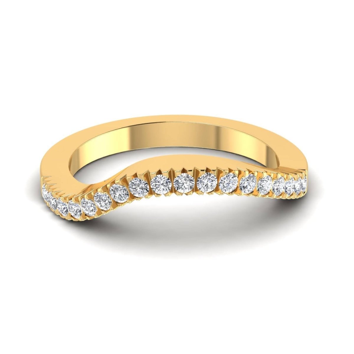 Risk-Free 0.30 CT Round Cut Diamond Wedding Band in 14KT Yellow Gold - Primestyle.com