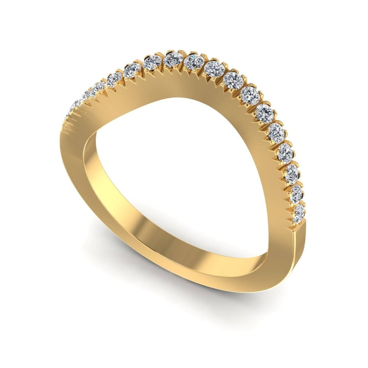 Risk-Free 0.30 CT Round Cut Diamond Wedding Band in 14KT Yellow Gold - Primestyle.com