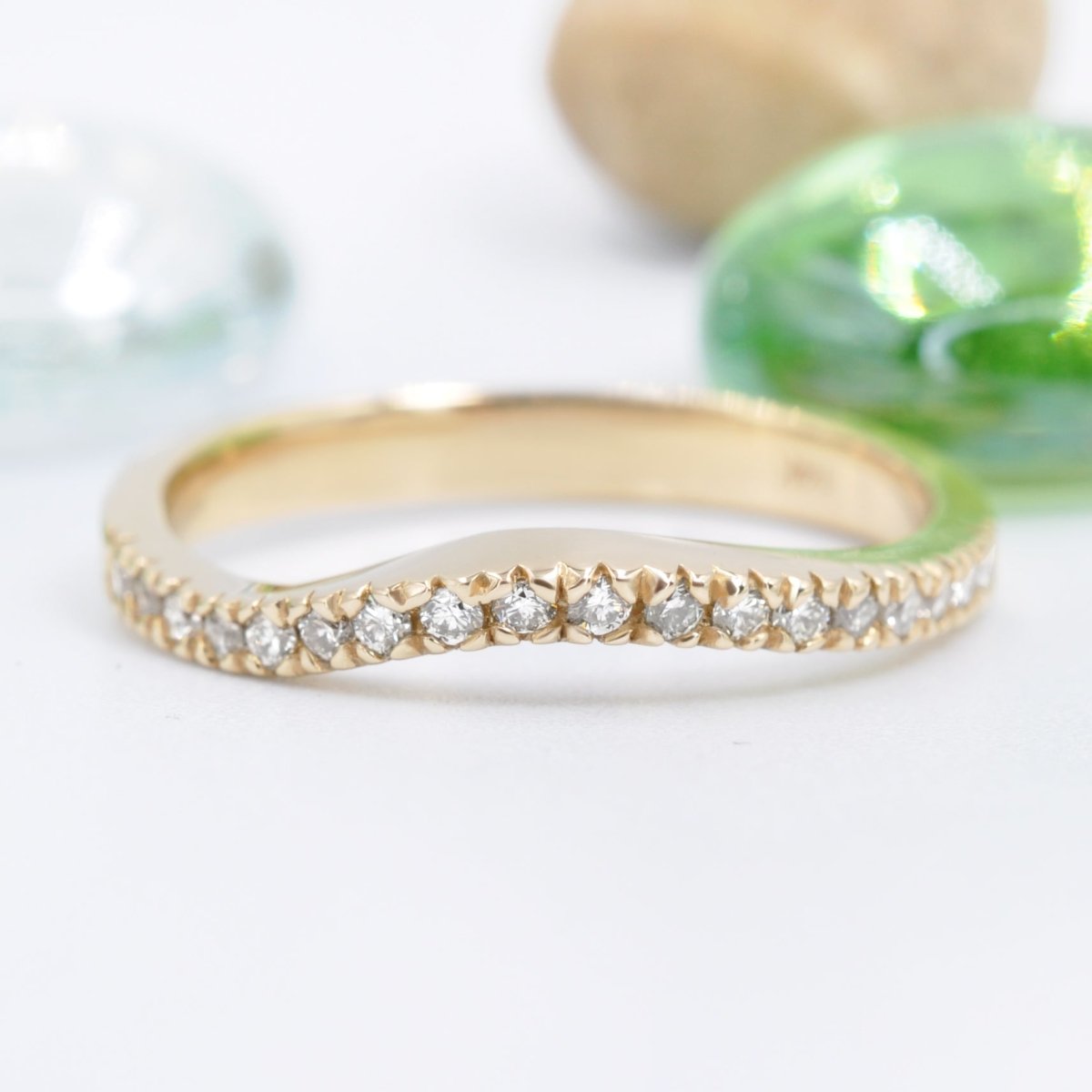 Risk-Free 0.30 CT Round Cut Diamond Wedding Band in 14KT Yellow Gold - Primestyle.com