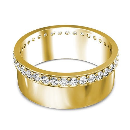 Running Out 0.75 CT Round Cut Diamond Wedding Band in 14KT Yellow Gold - Primestyle.com