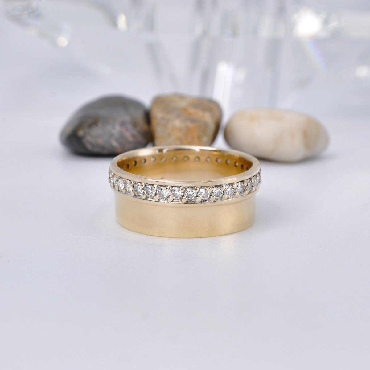 Running Out 0.75 CT Round Cut Diamond Wedding Band in 14KT Yellow Gold - Primestyle.com