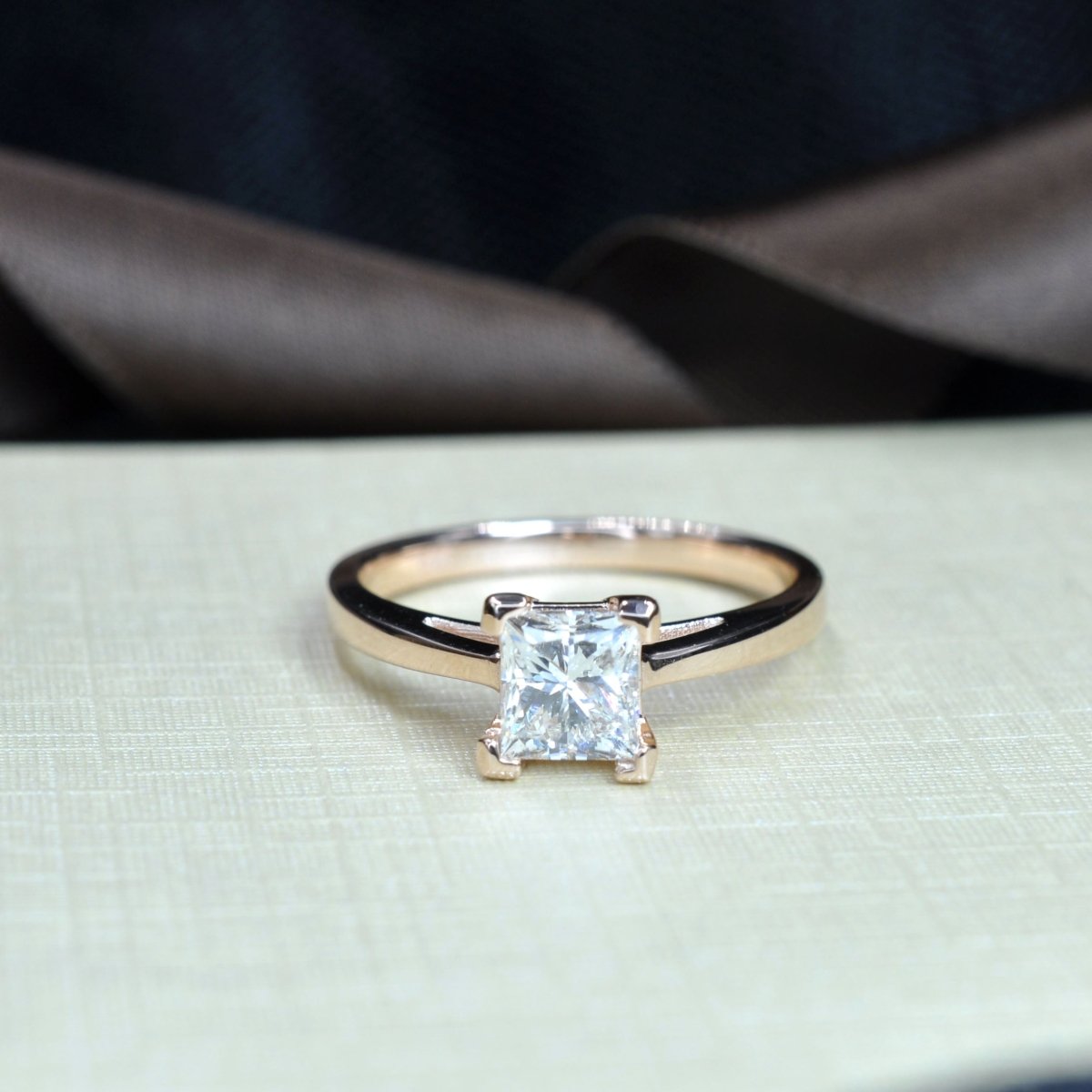 Selected 1.00CT Princess Cut Diamond Solitaire Ring in 14KT Rose Gold - Primestyle.com