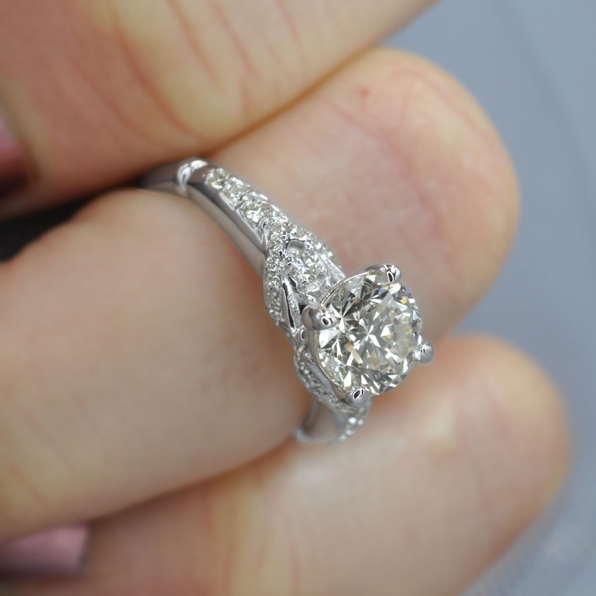 Selected 1.75CT Round Cut Diamond Engagement Ring in Platinum - Primestyle.com
