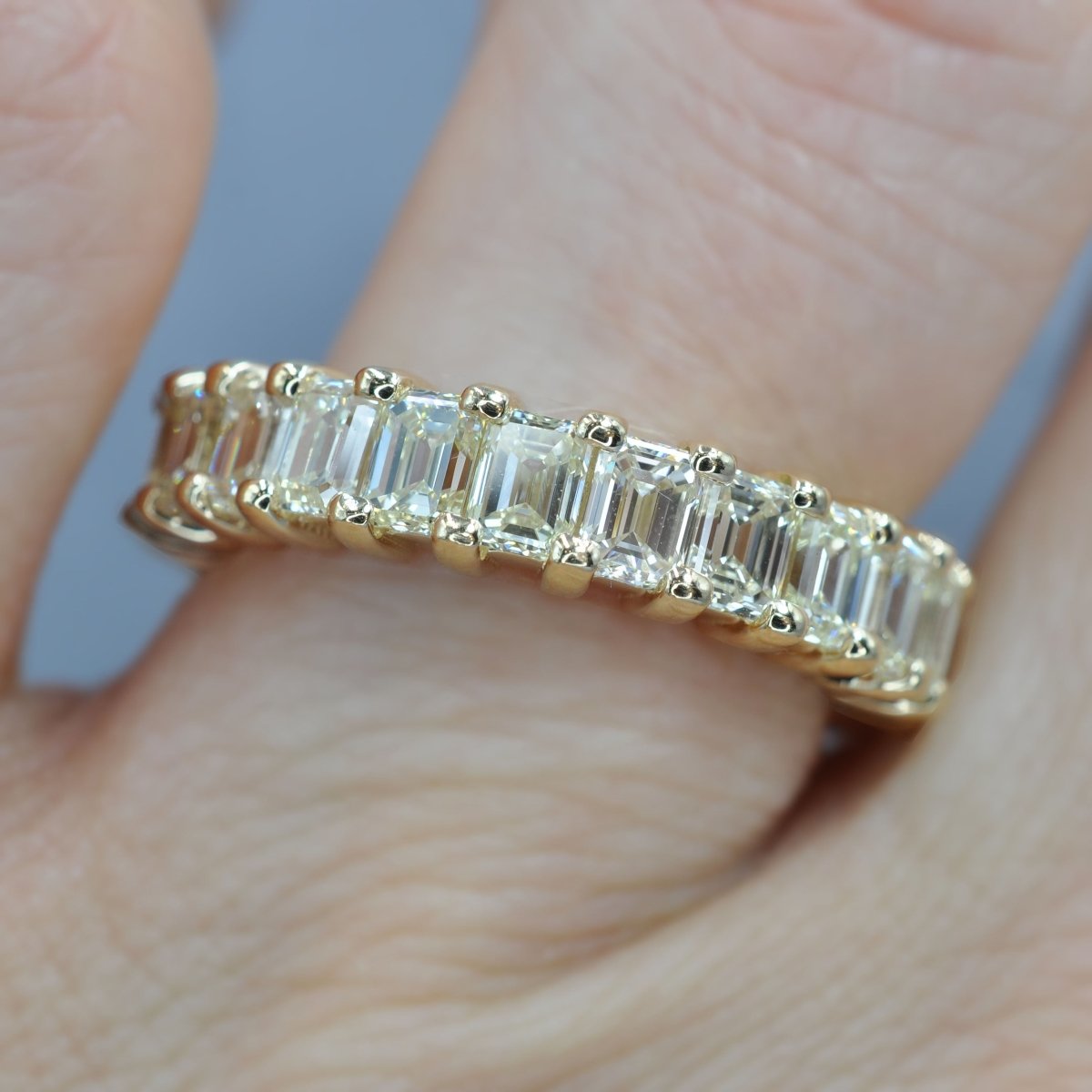 Selected 6.00CT Emerald Cut Diamond Eternity Ring in 14KT Yellow Gold - Primestyle.com