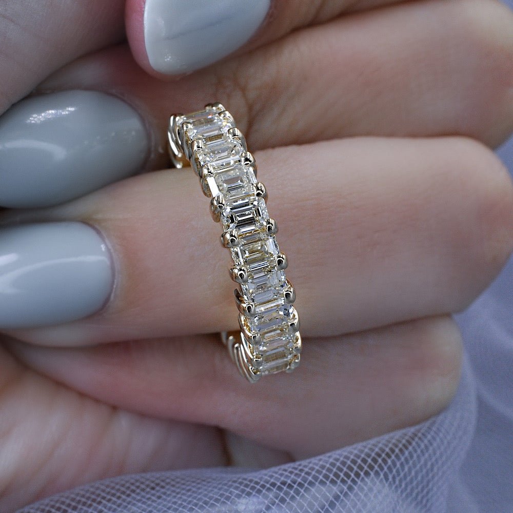 Selected 6.00CT Emerald Cut Diamond Eternity Ring in 14KT Yellow Gold - Primestyle.com