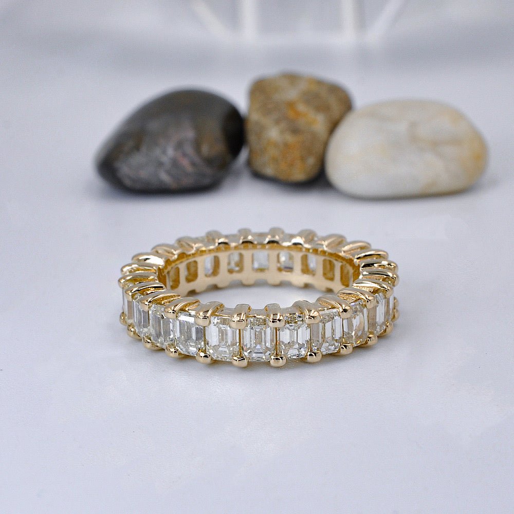 Selected 6.00CT Emerald Cut Diamond Eternity Ring in 14KT Yellow Gold - Primestyle.com
