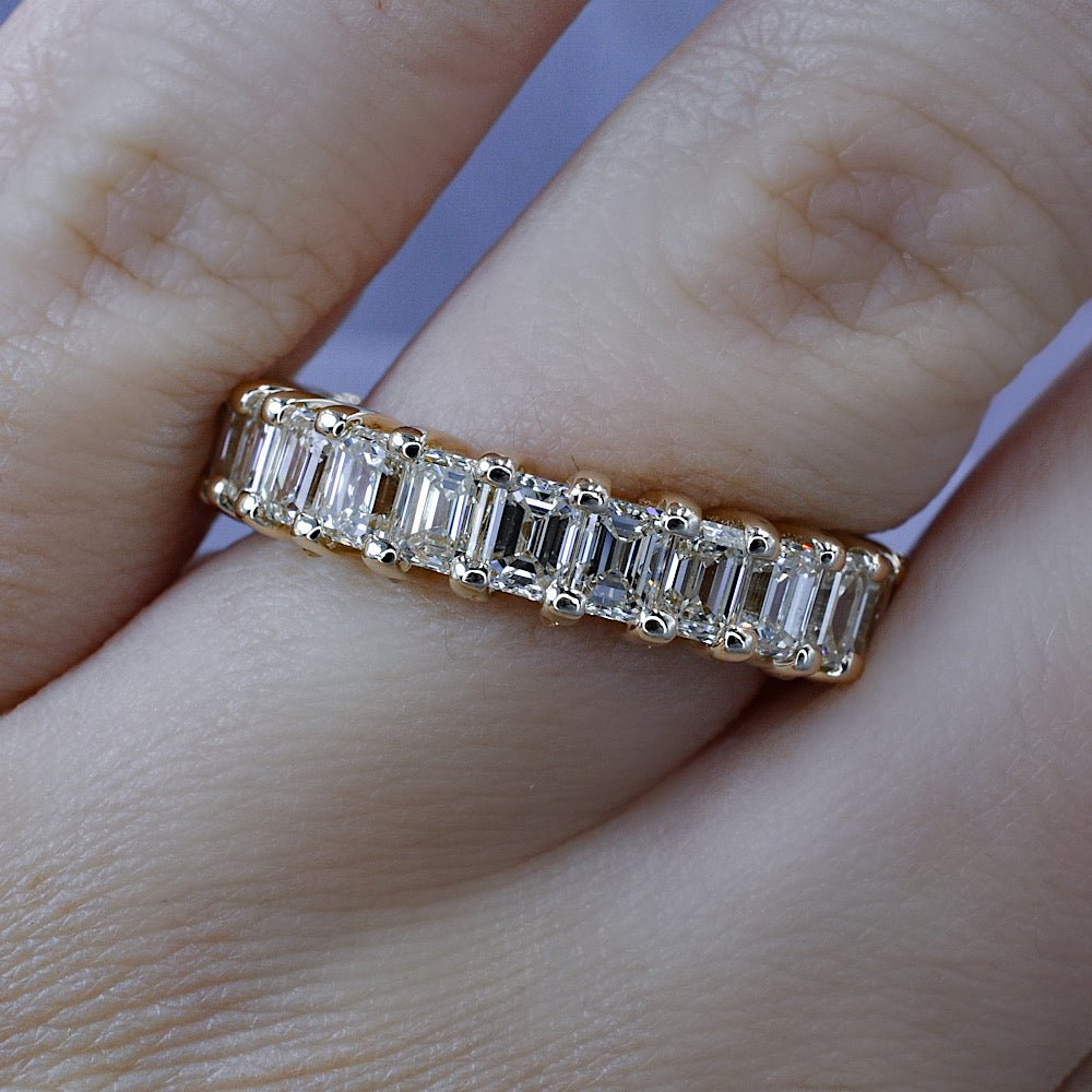 Selected 6.00CT Emerald Cut Diamond Eternity Ring in 14KT Yellow Gold - Primestyle.com