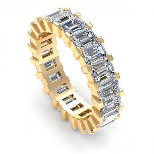 Selected 6.00CT Emerald Cut Diamond Eternity Ring in 14KT Yellow Gold - Primestyle.com