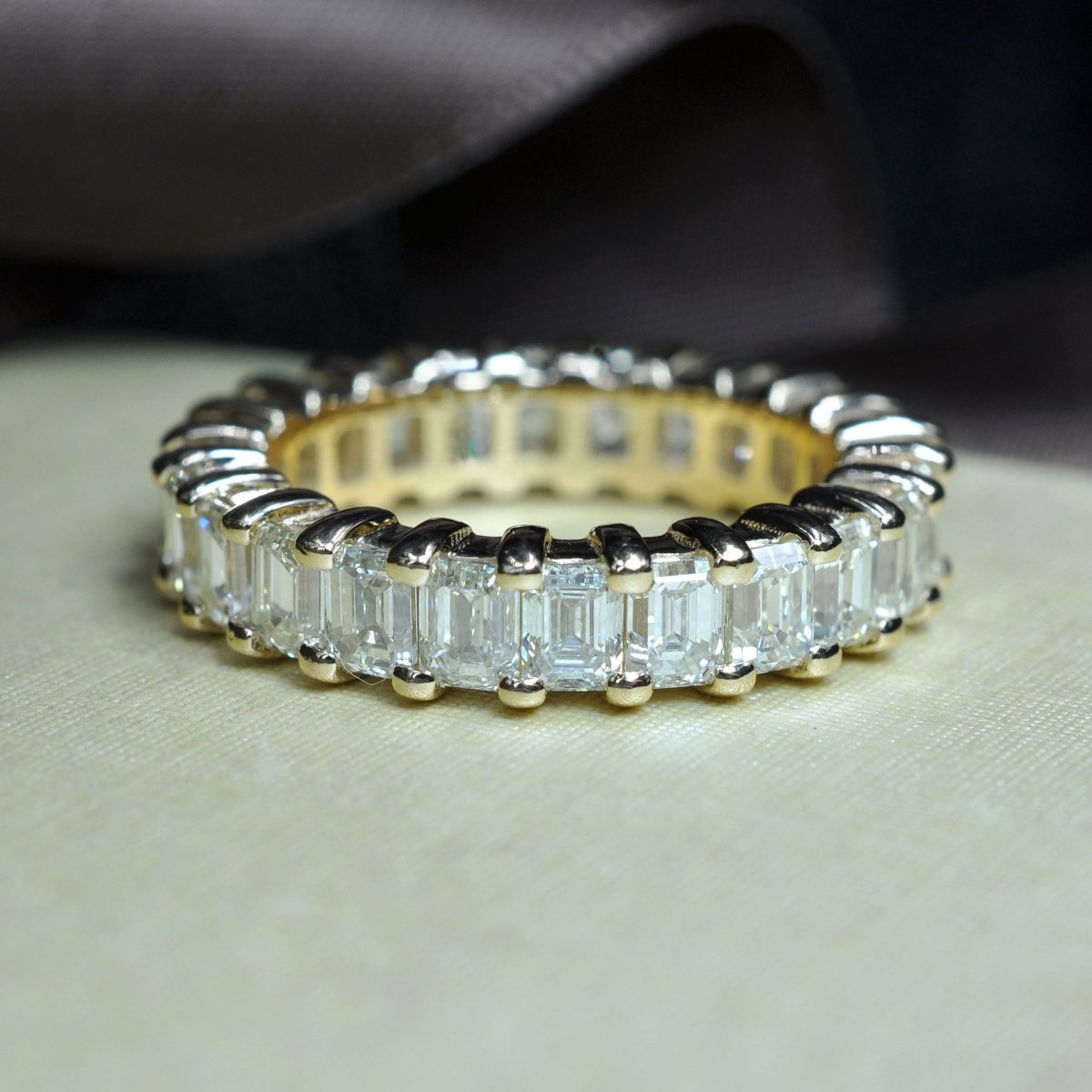 Selected 6.00CT Emerald Cut Diamond Eternity Ring in 14KT Yellow Gold - Primestyle.com