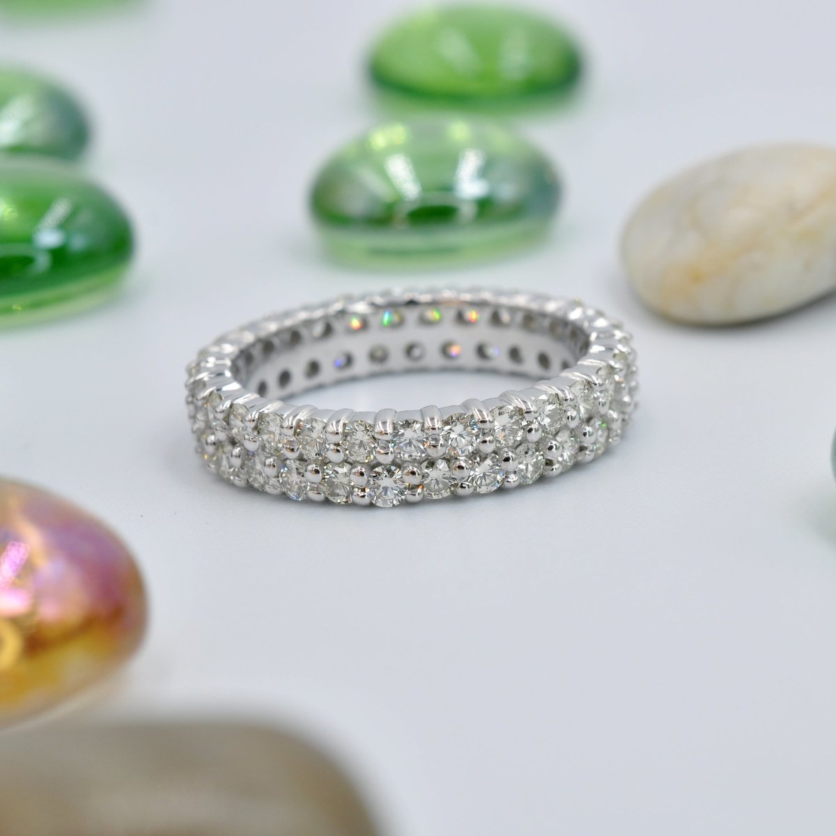 Sparkling 3.00 CT Round Cut Diamond Eternity Ring in 14KT White Gold - Primestyle.com