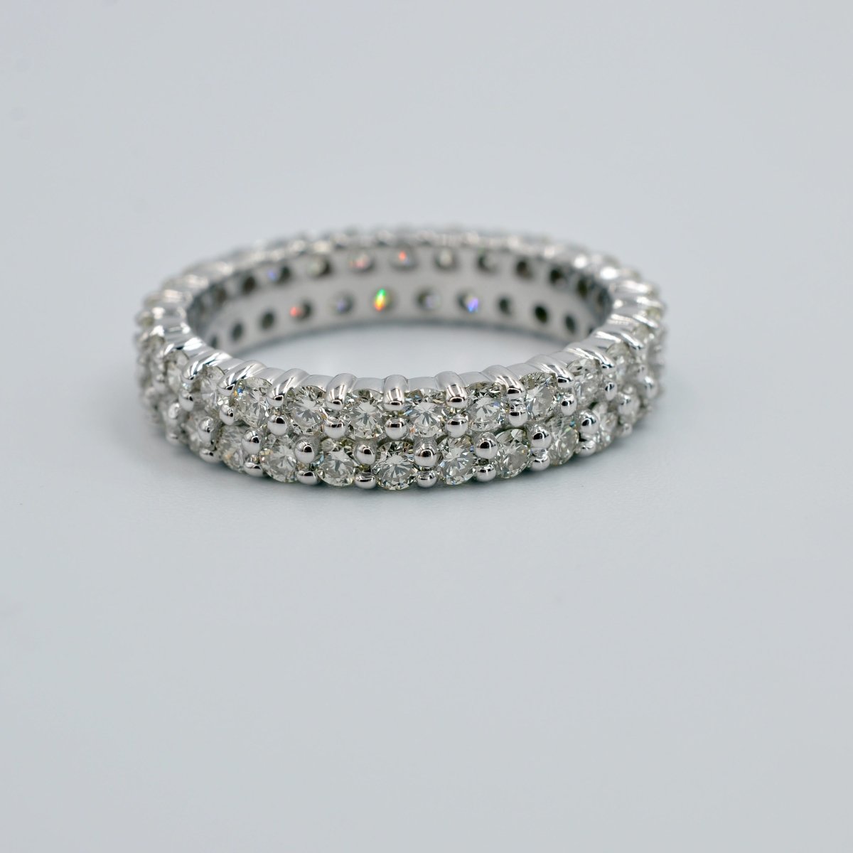 Sparkling 3.00 CT Round Cut Diamond Eternity Ring in 14KT White Gold