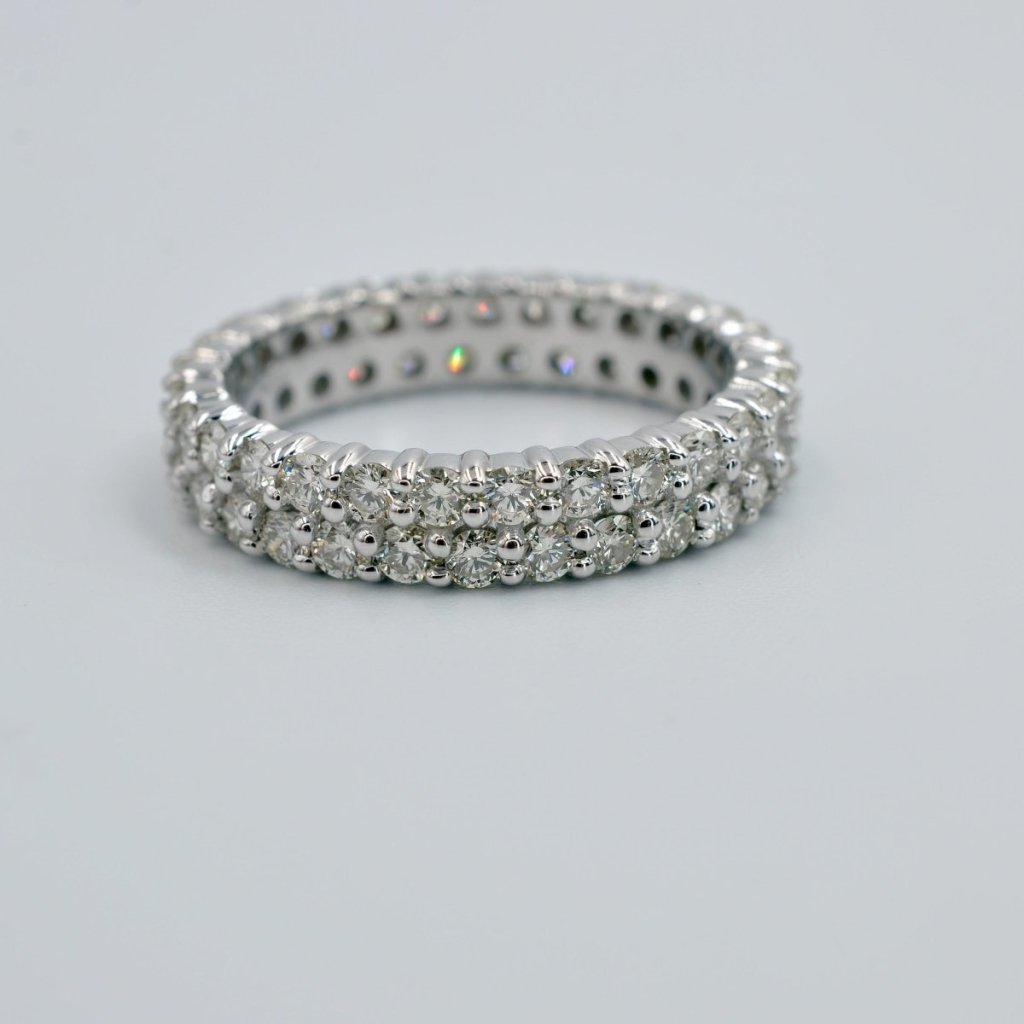 Sparkling 3.00 CT Round Cut Diamond Eternity Ring in 14KT White Gold - Primestyle.com